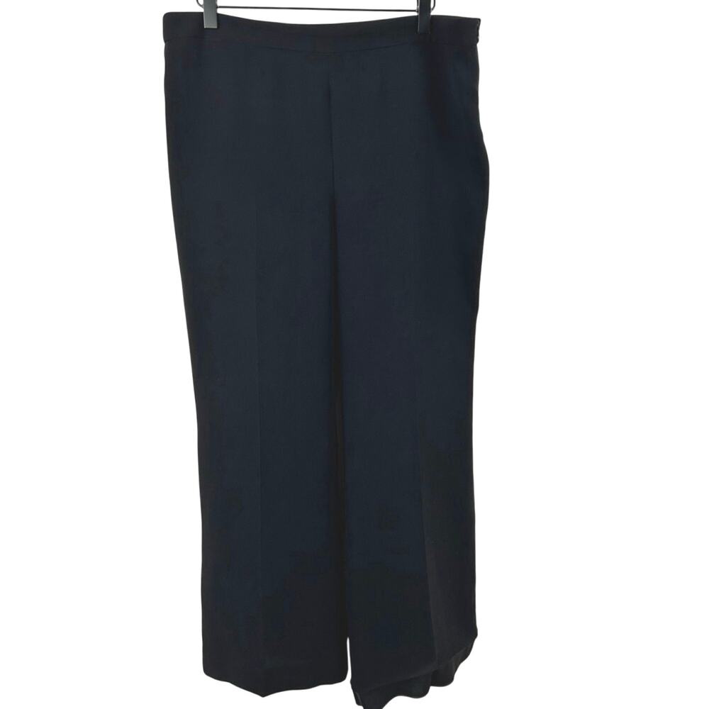 Theory Black Wide Leg Cropped Pants Size 12 Career Stretch Hem Needs Repair